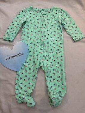 Carter's Mint Green Floral Zip-Up Footed Pajamas